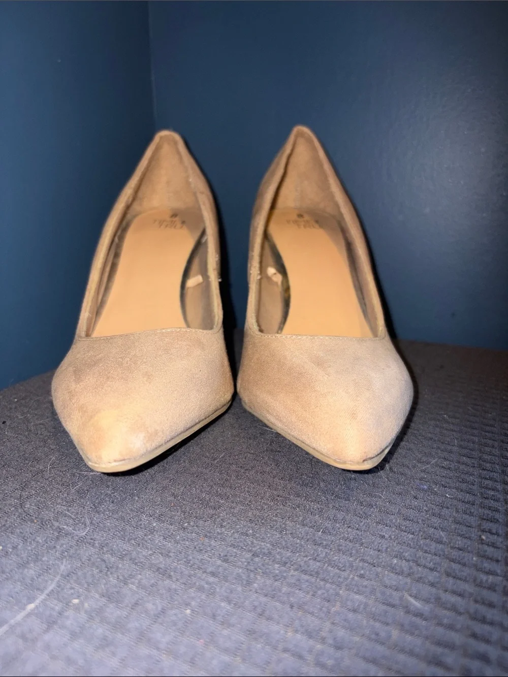 Time and Tru Women's Nude Suede Pointed-Toe Pumps 8